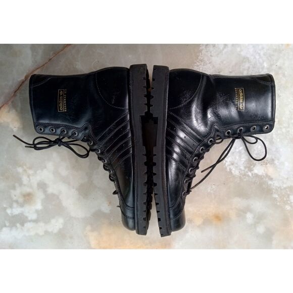 Vintage Adidas Muhammad Ali Black Leather Combat Boots, Men's sz. 12 - Picture 1 of 9